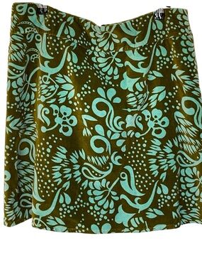 LulaKate Olive Green and Aqua Skirt